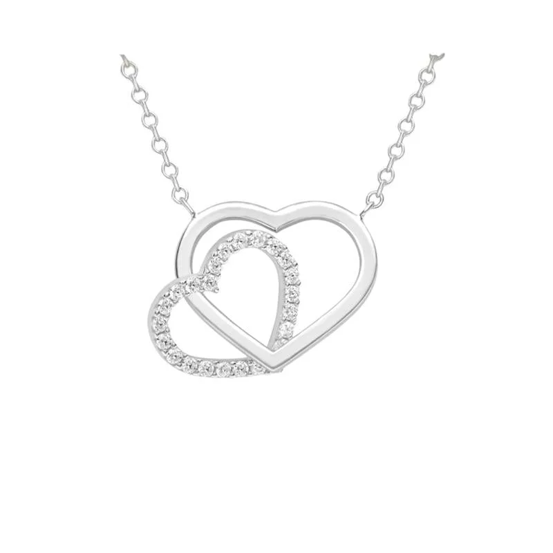 Akoya pearl necklaces-9K White Gold Plain & CZ Heart Necklace