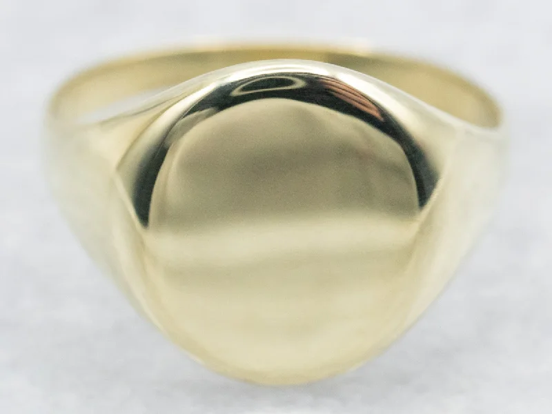 Shiny band rings-Plain Oval Signet Ring