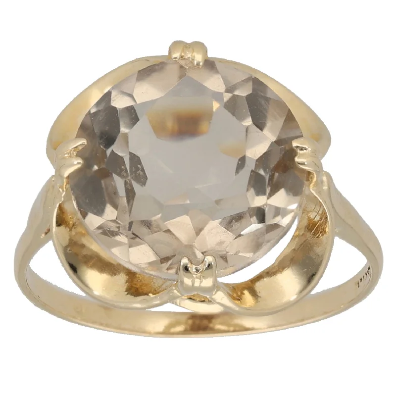 Square shape rings-9ct Gold Quartz Solitaire Ring Size Q