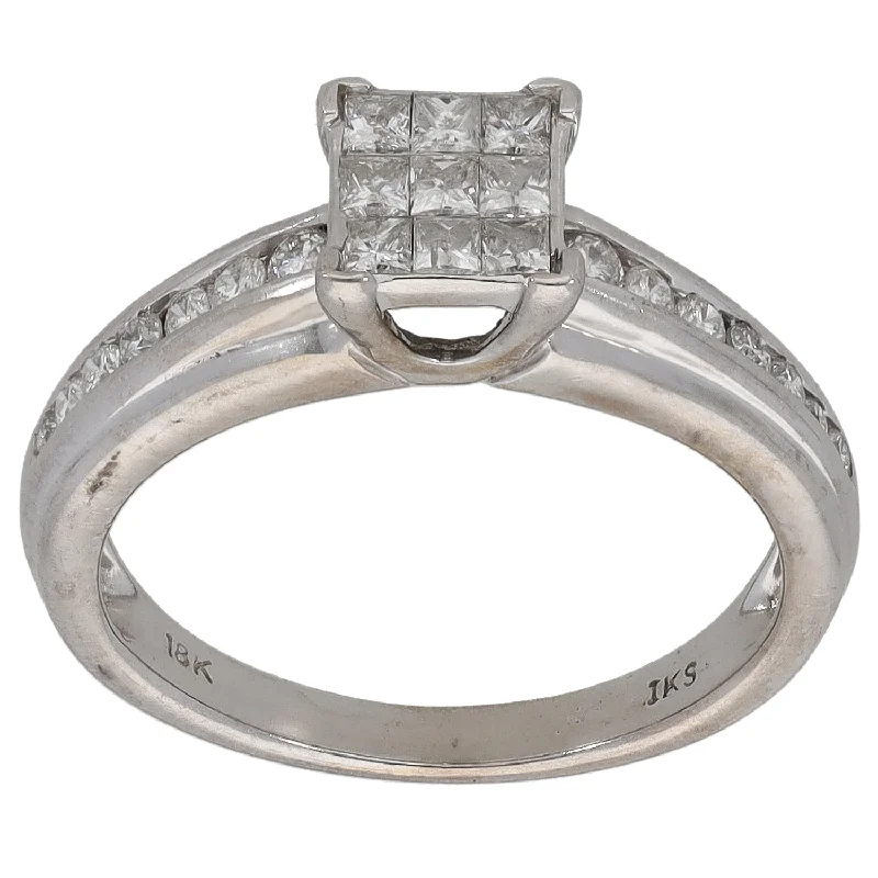 Solid stone rings-18ct White Gold 0.49ct Diamond Dress/Cocktail Ring Size K