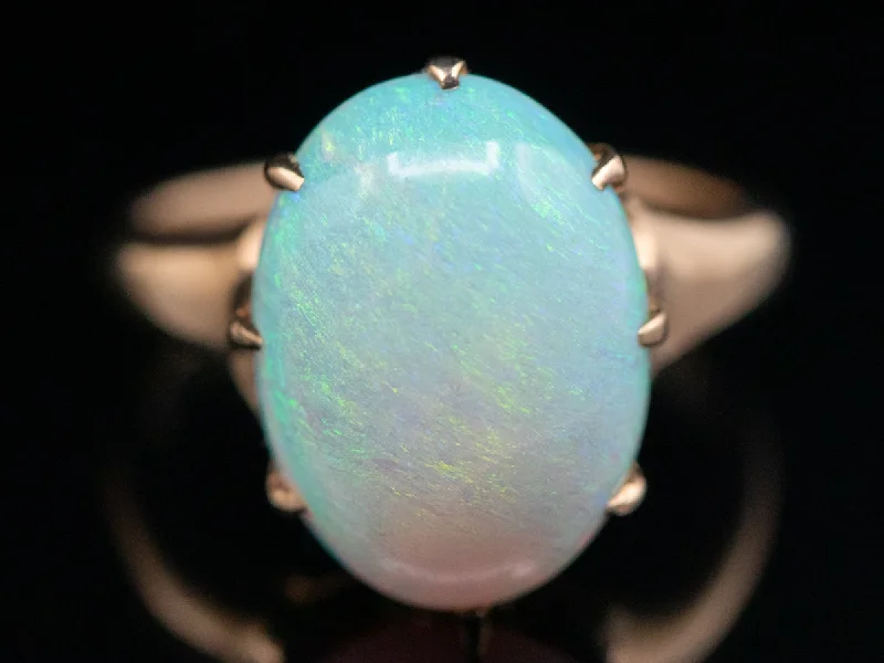 Tri-tone rings-Antique Gold Australian Opal Solitaire Ring