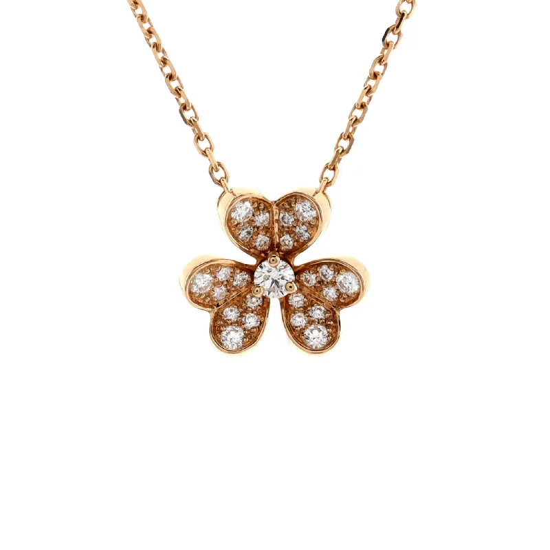 Sleek pendant necklaces-Frivole Pendant Necklace 18K Rose Gold with Pave Diamonds Mini