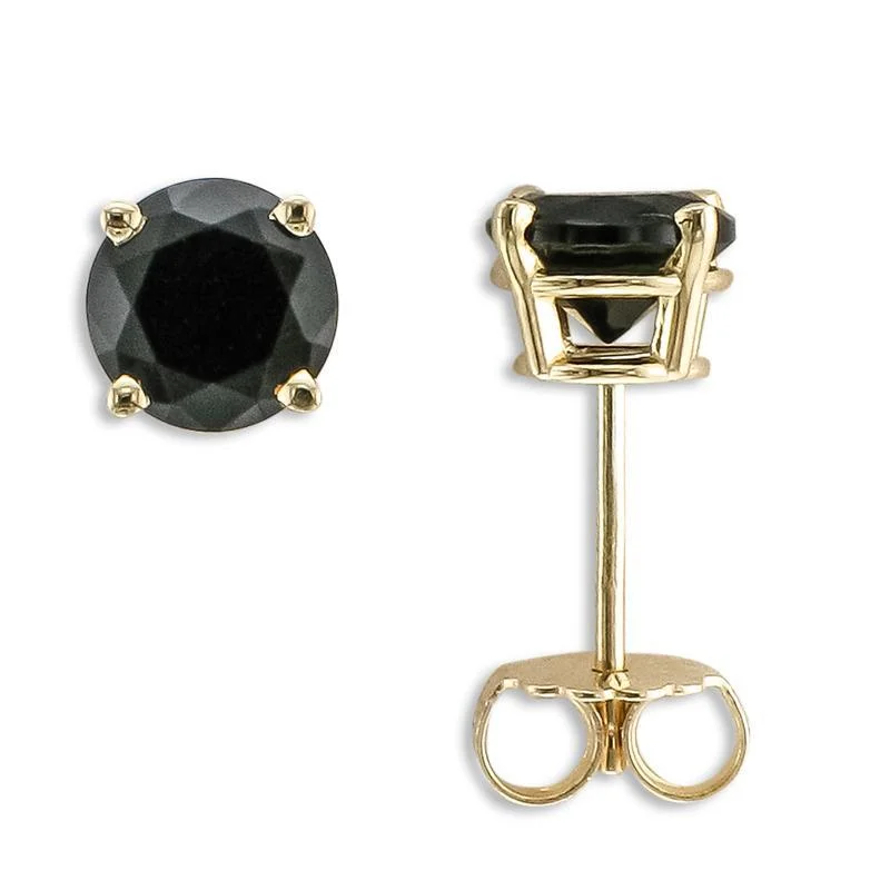 Ocean theme earrings-14KT 6MM Round Black Onyx Earrings