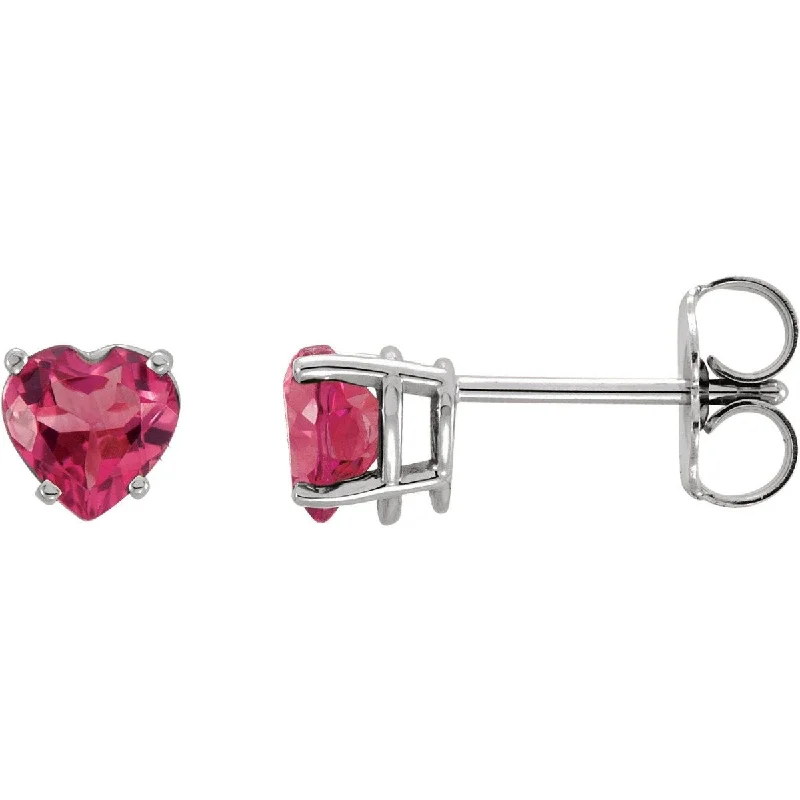 Ocean motif earrings-14KT GOLD 1.00 CARAT HEART PINK TOURMALINE STUD EARRINGS