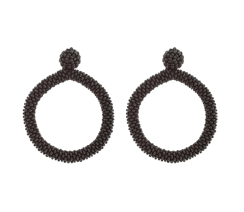 Thin wire earrings-<br>The Roll-On® Hoop <br> Black