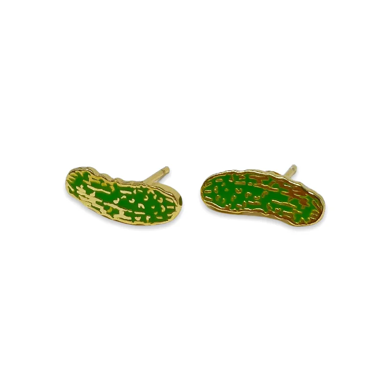 Vine pattern earrings-Pickle Enamel Earrings