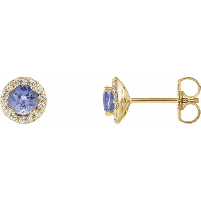 Topaz earrings-14KT YELLOW GOLD 0.54CT TANZANITE & 1/10 CTW DIAMOND EARRINGS