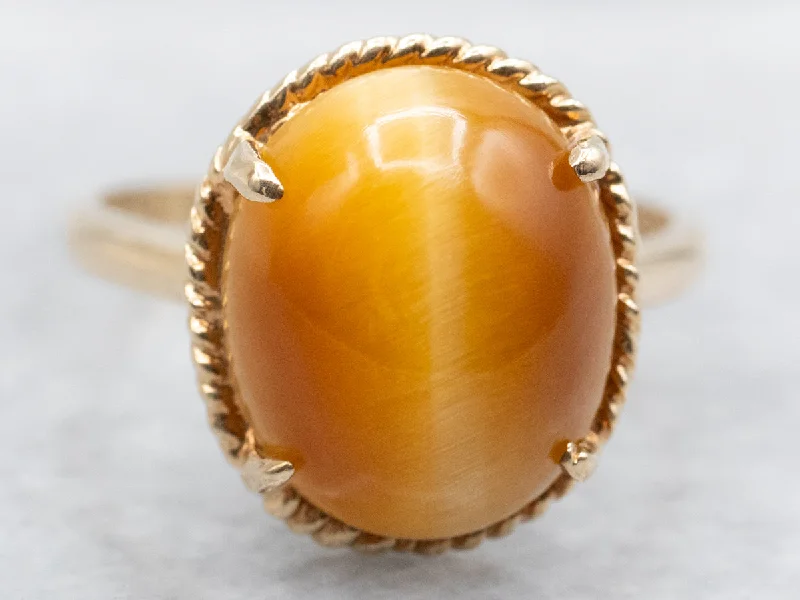 Sapphire stone rings-Tiger's Eye Solitaire Ring