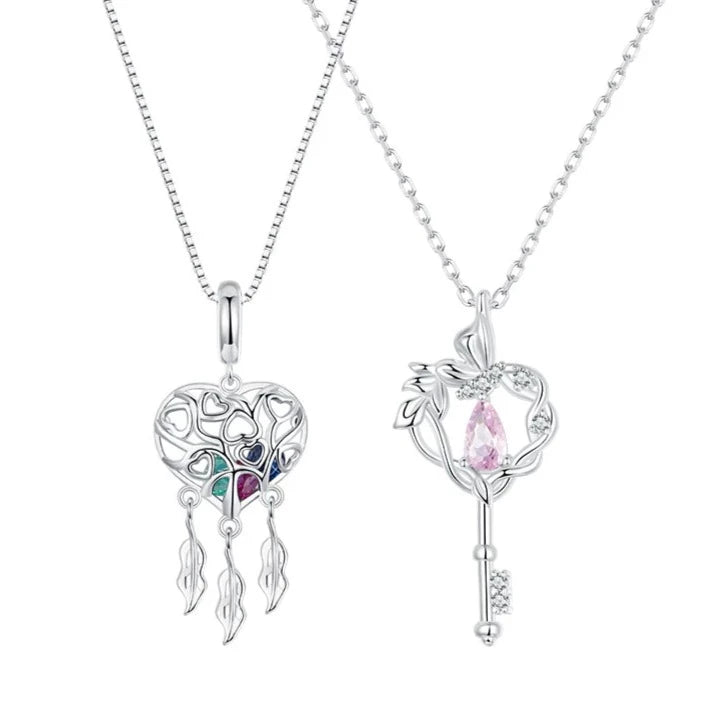 Bright gem necklaces-Butterfly Vine & Tree of Life Heart Shaped Dream Catcher Necklace