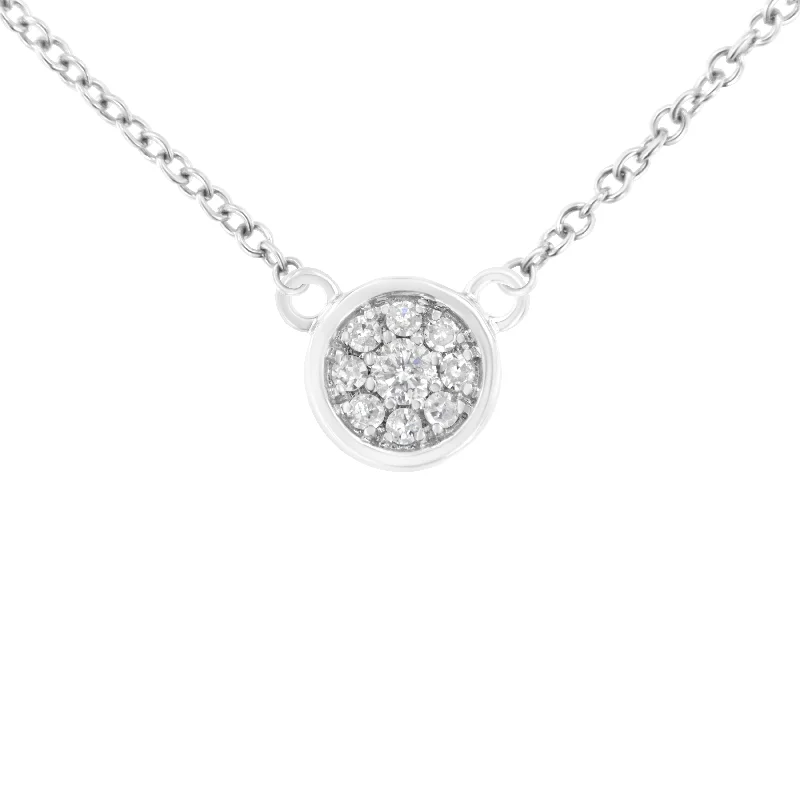 Stone-twisted necklaces-10K White Gold 1/4 Cttw Diamond Flower Pendant Necklace