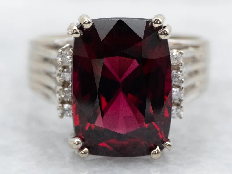 Fine stack rings-Rhodolite Garnet and Diamond Cocktail Ring