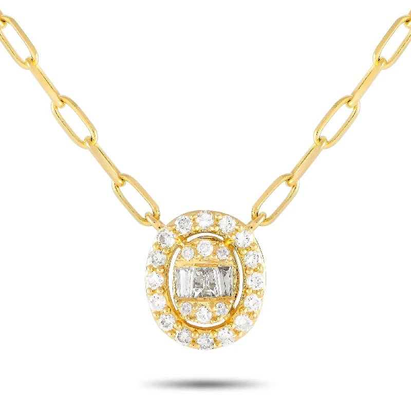 Wolf charm necklaces-LB Exclusive 14K Yellow Gold 0.35ct Diamond Pendant Necklace pn15566-Y