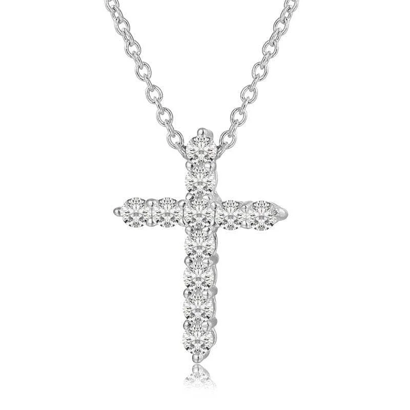 Sapphire drop necklaces-Trendy Cross Diamond Necklace