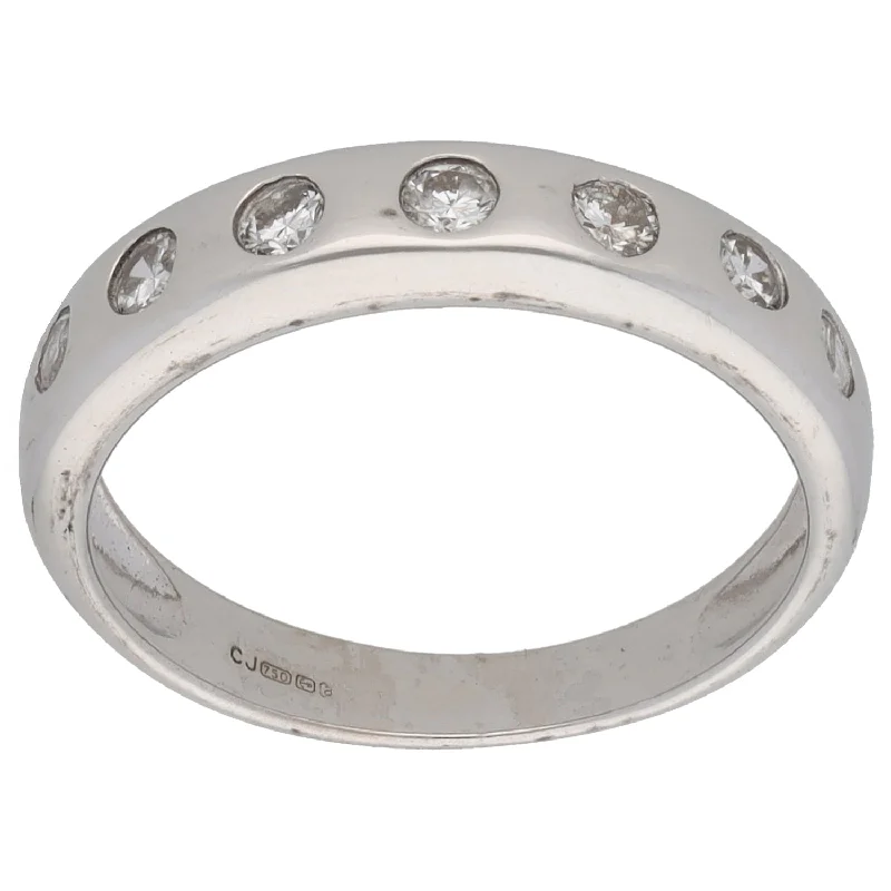 Open frame rings-18ct White Gold 0.49ct Diamond Half Eternity Ring Size L