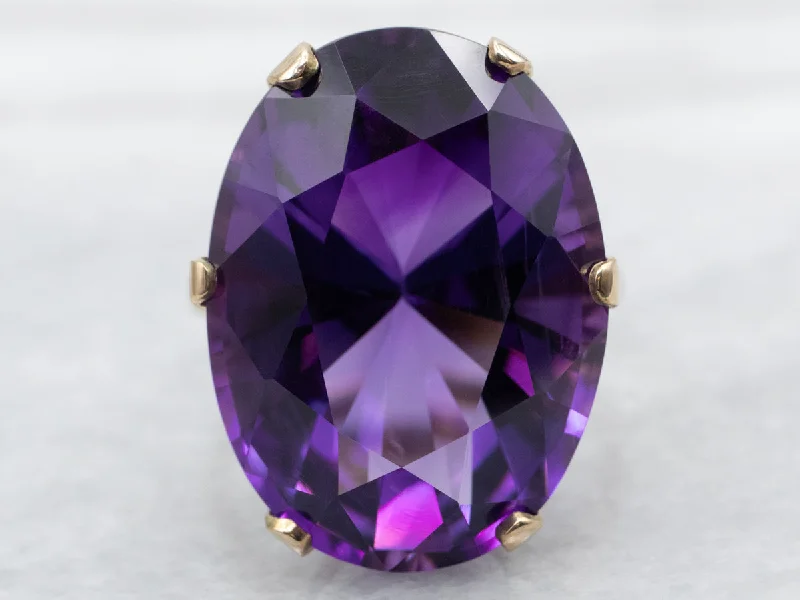 Fine heart rings-Amethyst Solitaire Cocktail Ring