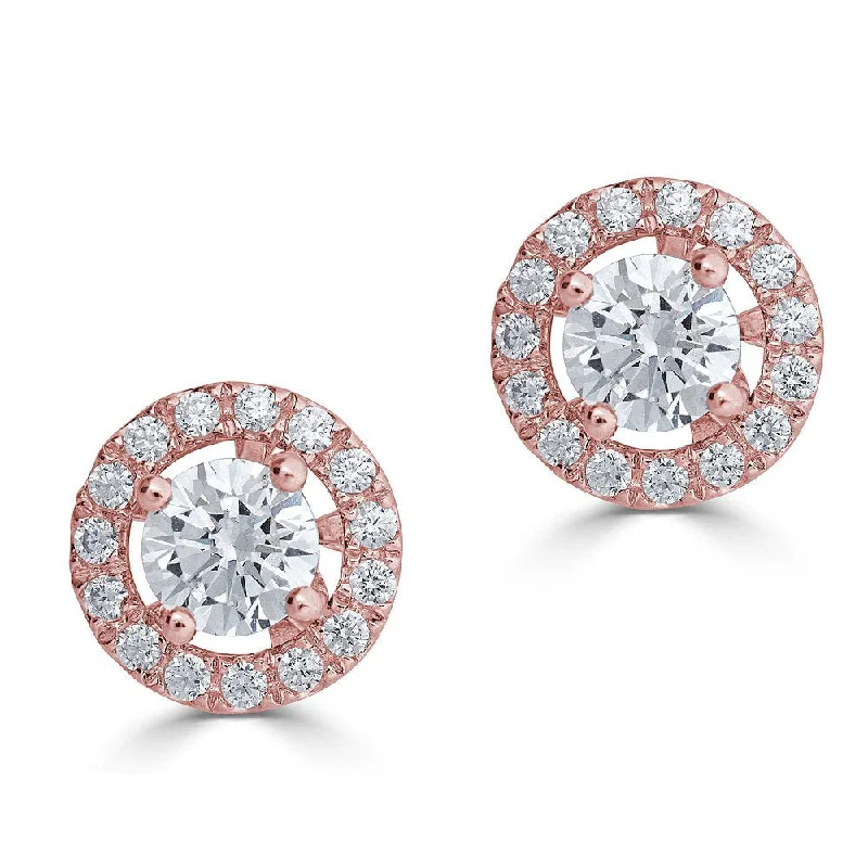 Broad hoop earrings-14KT 1/5 CTW Diamond Round Halo Earring Jackets For 0.35 CT Stone