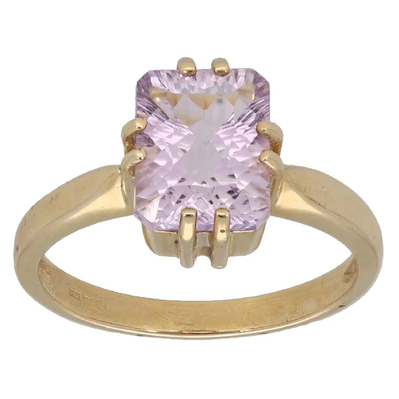 Ripple style rings-9ct Gold Amethyst Single Stone Ring Size N