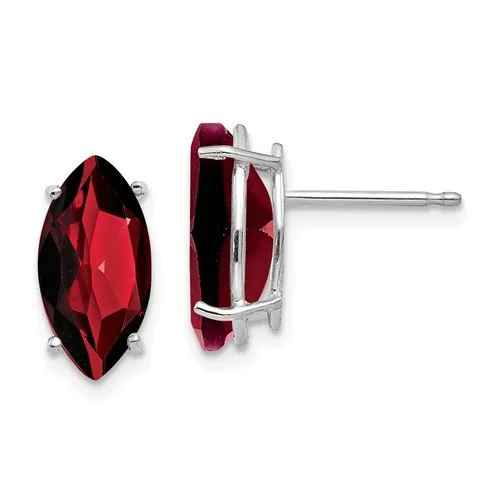 Clear star earrings-14KT WHITE GOLD 2.40 CTW MARQUISE GARNET STUD EARRINGS