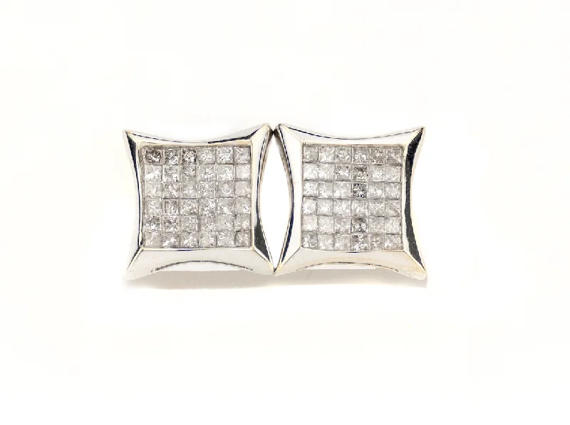 Multi-tier earrings-2.5CT White Gold Diamond Earrings