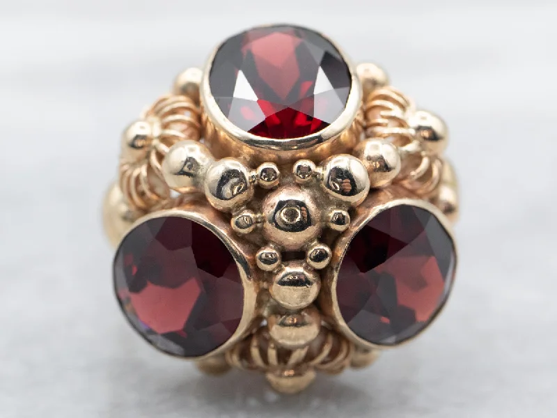 Hope eye rings-Yellow Gold Bezel Set Oval Cut Pyrope Garnet Dome Ring