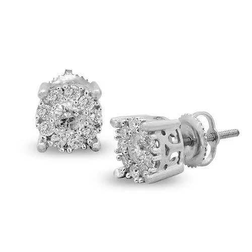 Ripple design earrings-14KW 0.75CTW DIAMOND FLEUR STUDS