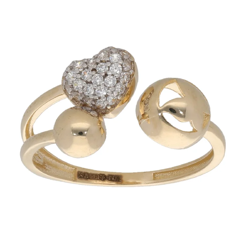 Sleek clasp rings-New 14ct Gold Cubic Zirconia Dress/Cocktail Heart Ring