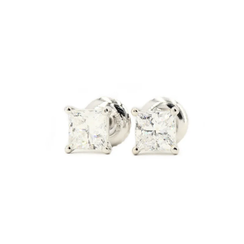 Soft star earrings-Custom 1.50ctw Princess Cut Diamond Stud Earrings