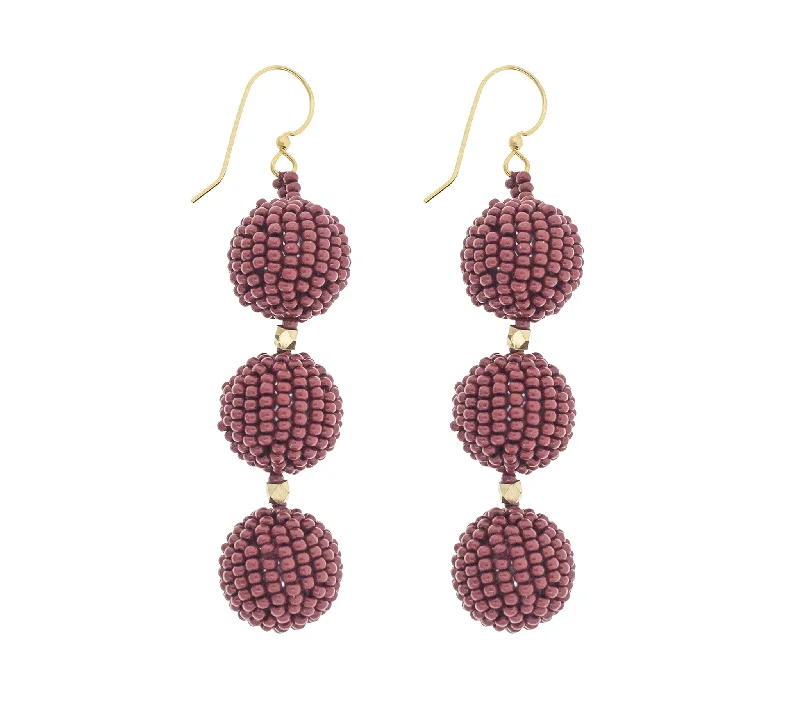 Tulip motif earrings-<br>The Charlie Earring <br> Bordeaux