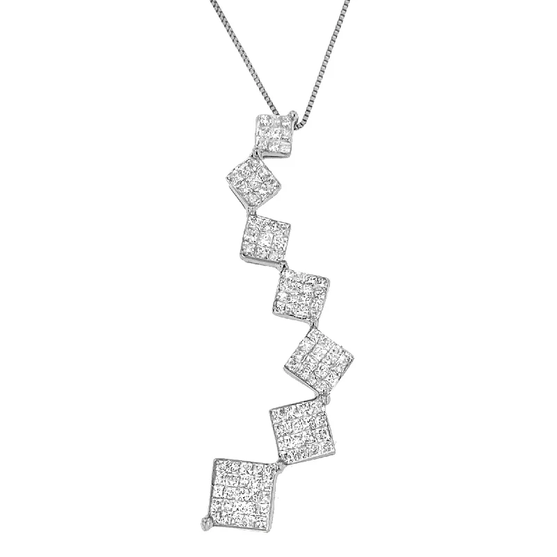 Pine wood necklaces-10K White Gold 1 cttw Diamond Snake Curved Pendant Necklace