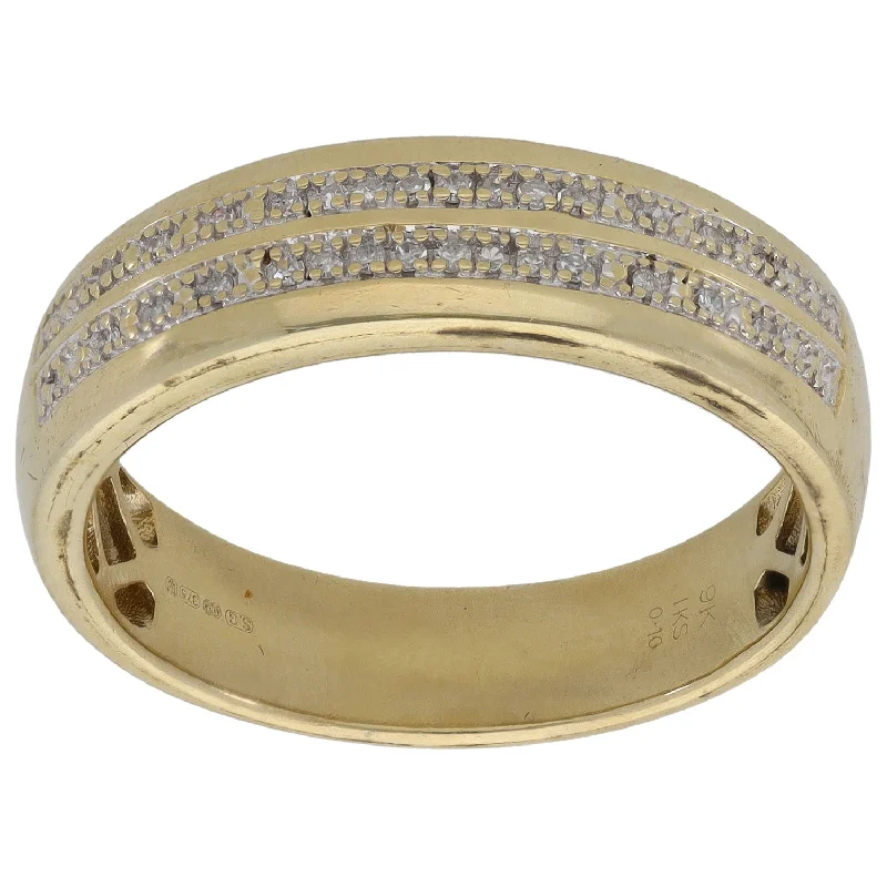 Stone pile rings-9ct Gold 0.27ct Diamond Half Eternity Ring Size U