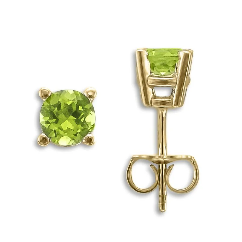 Shiny bead earrings-14KT YELLOW GOLD 1.00 CTW ROUND PERIDOT EARRINGS