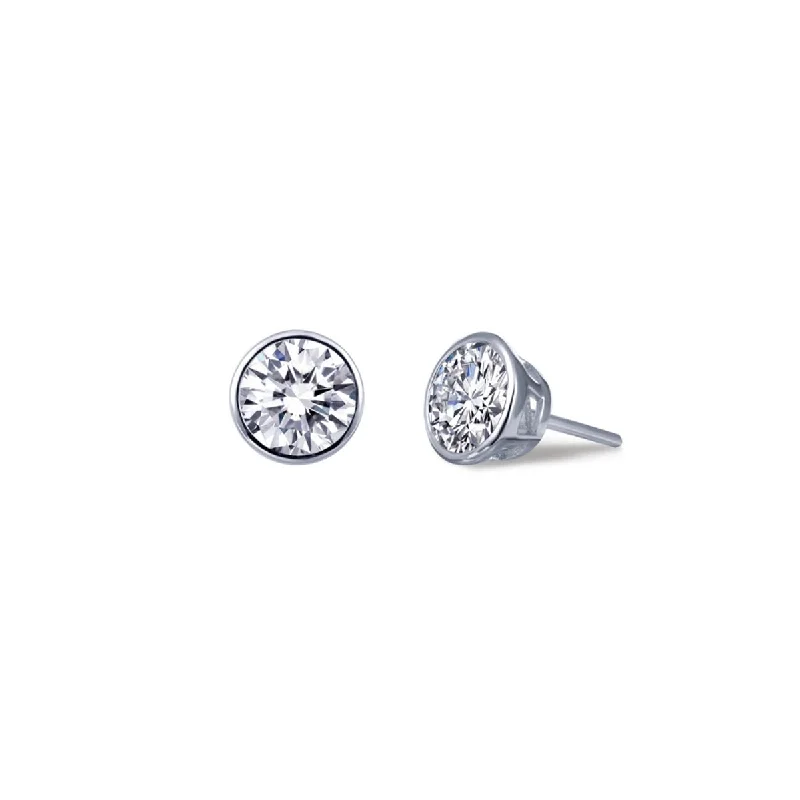 Two-tone earrings-Studs~Bezel-Set  0.5 ctw