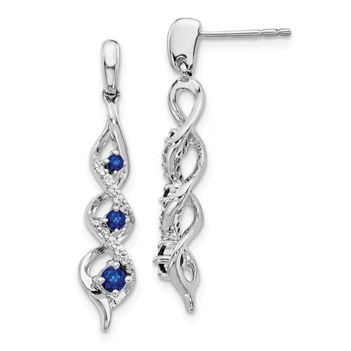 Shiny pearl earrings-14KT GOLD 0.43 CTW SAPPHIRE & 0.12 CTW DIAMOND DANGLE TWIST EARRINGS