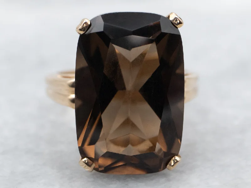 Multi-gem rings-Vintage Smoky Quartz Cocktail Ring