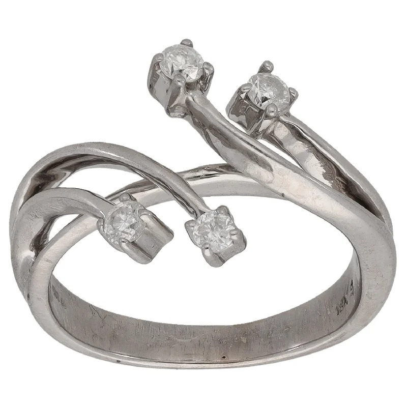 Solid gold rings-18ct White Gold 0.20ct Diamond Dress/Cocktail Ring Size M