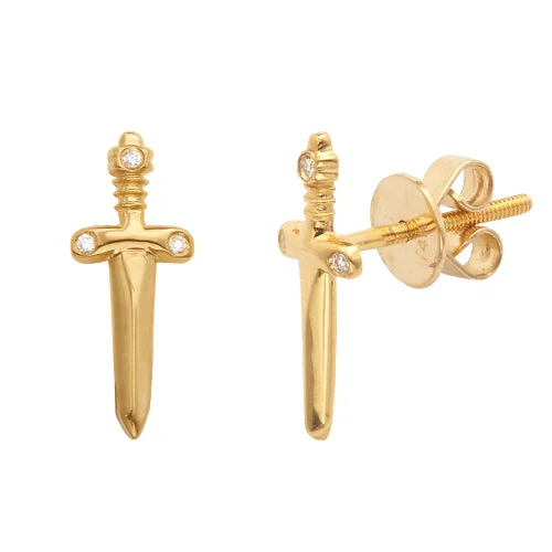 Glossy art earrings-14KY 0.05CTW DIAMOND DAGGER EARRING STUDS