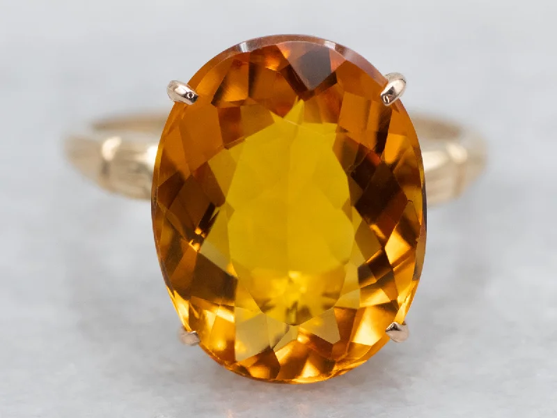 Sleek form rings-Classic Gold Citrine Solitaire Ring