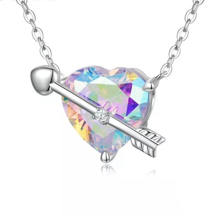 Petite stone necklaces-Heart Diamond Women's Necklace With Cupid Arrow