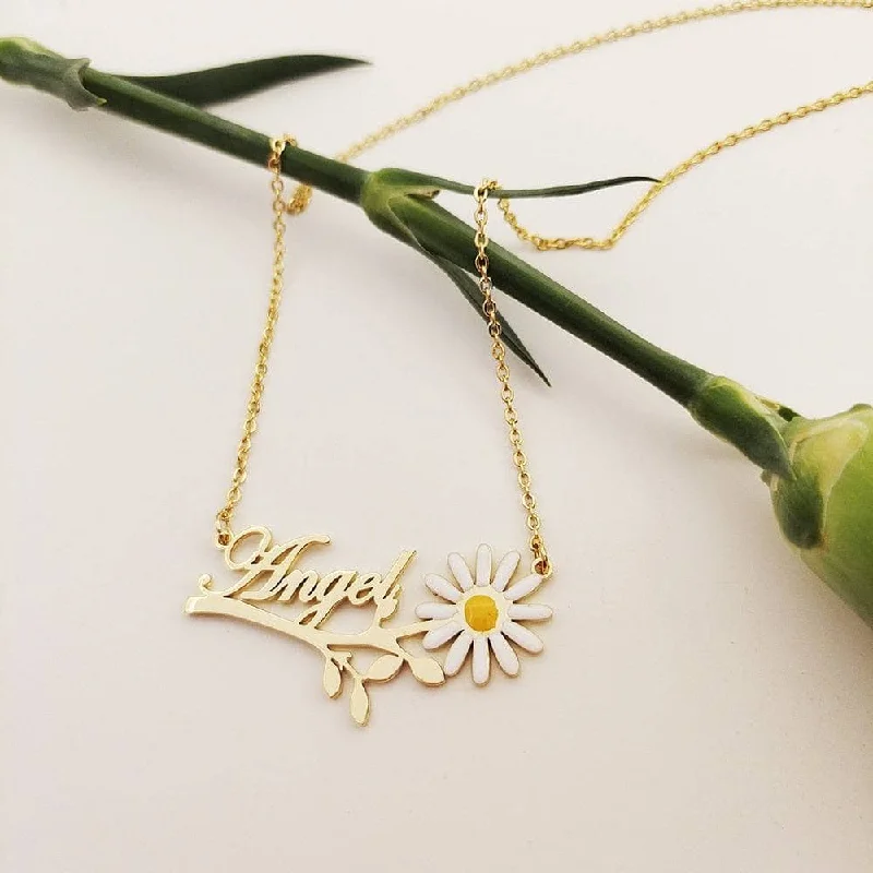 Bright gem necklaces-Daisy Flower Personalized Necklace