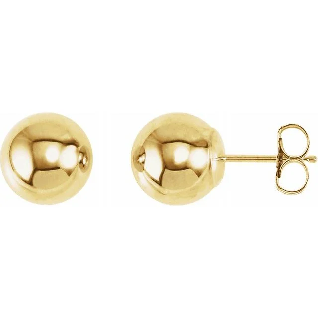 Fine pearl earrings-14KT Yellow Gold 8MM Ball Earrings