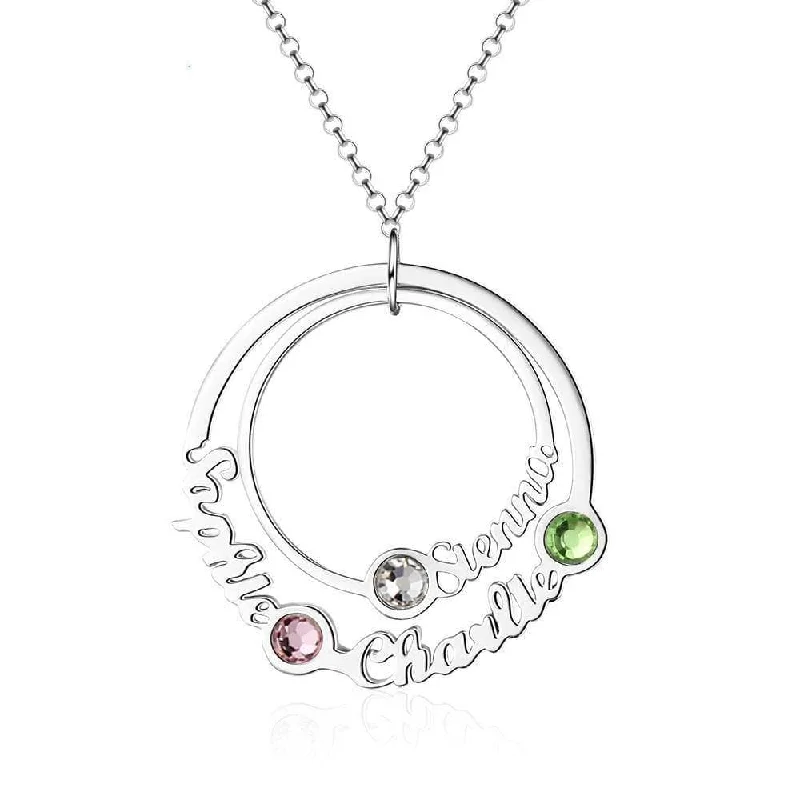 Bold cross necklaces-Custom Name Circle Necklace with 3 Birthstones