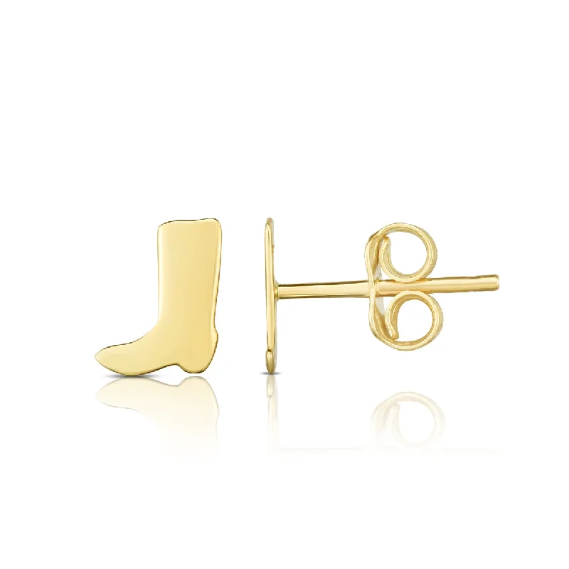 Curved art earrings-14K Gold Cowboy Boot Stud Earrings