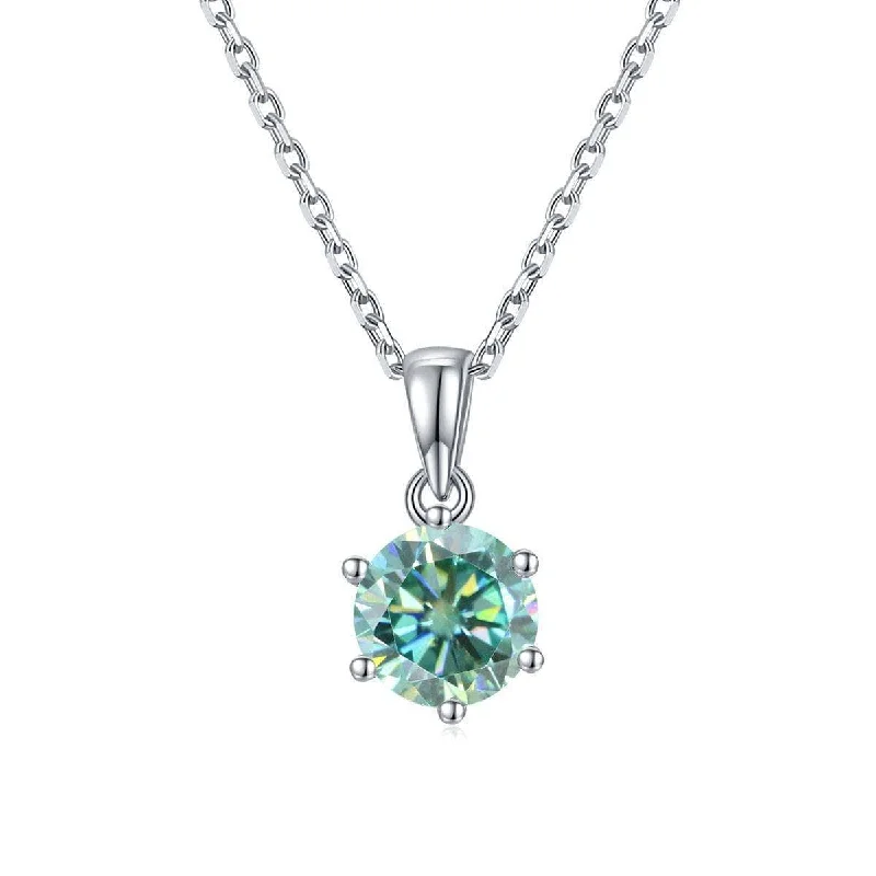 Mixed metal necklaces-1.0 Ct Green Diamond Solitaire Necklace