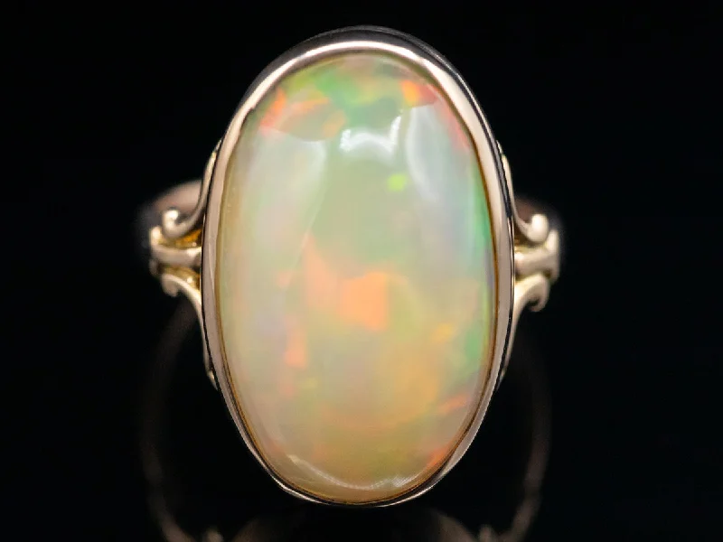 Oxidized bronze rings-Antique Rose Gold Opal Solitaire Ring