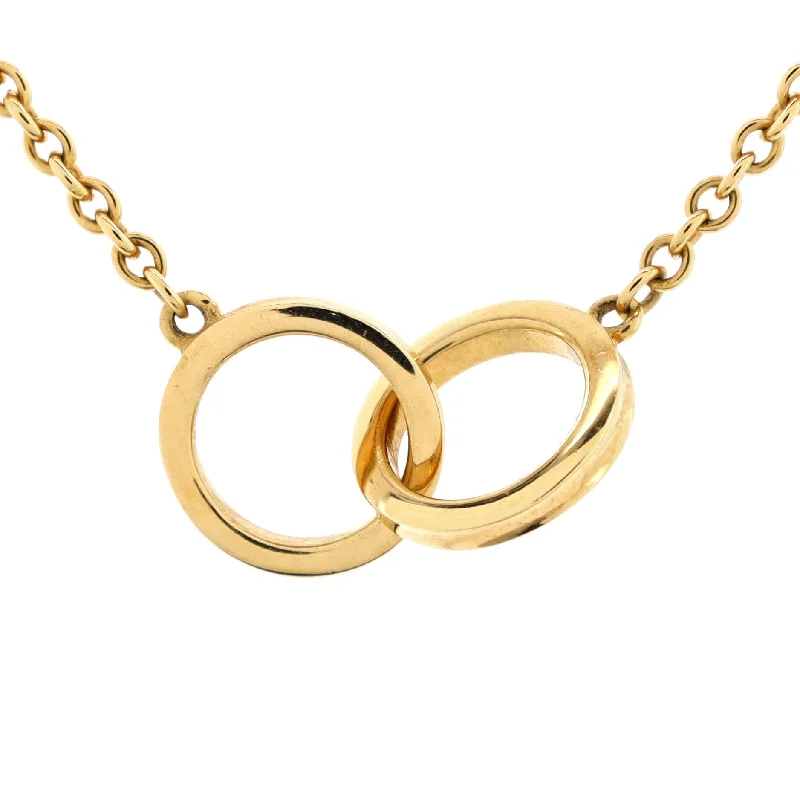 Akoya pearl necklaces-1837 Multiple Interlocking Circles Long Necklace 18K Yellow Gold