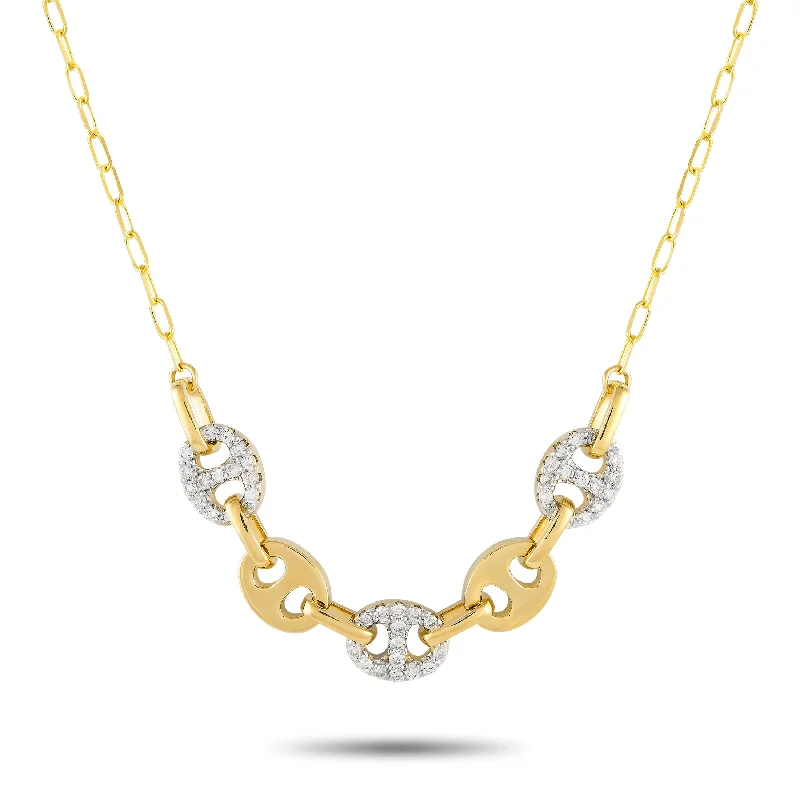 Ocean wave necklaces-LB Exclusive 14K Yellow Gold 0.50ct Diamond Necklace NK01457-Y