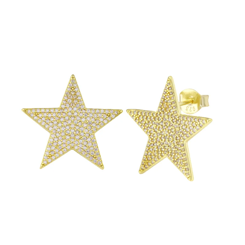 Thin wire earrings-Jumbo Star Studs