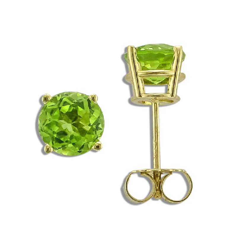 Old coin earrings-14KT YELLOW GOLD 1.70 CTW ROUND PERIDOT EARRINGS