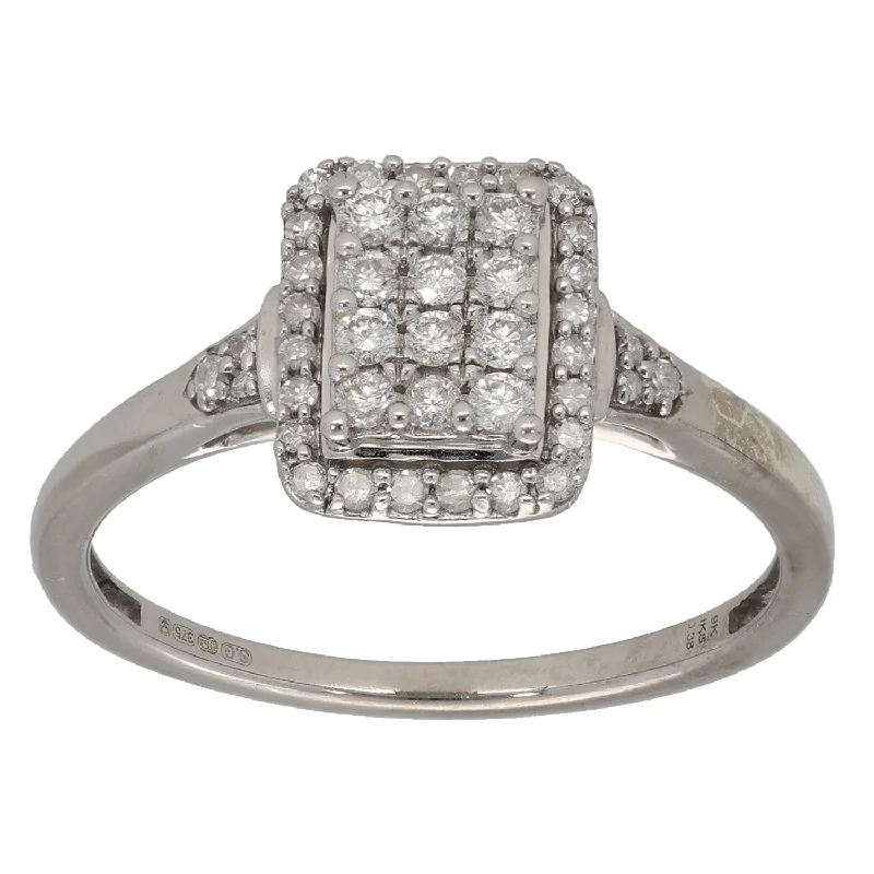 Aged flair rings-9ct White Gold 0.38ct Diamond Dress/Cocktail Ring Size R