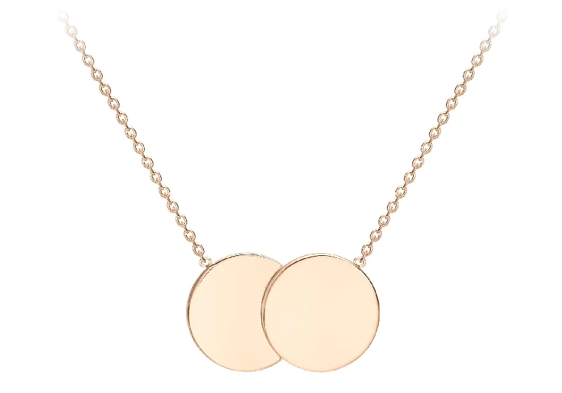 Twisted link necklaces-9K Rose Gold Double Disc Necklace